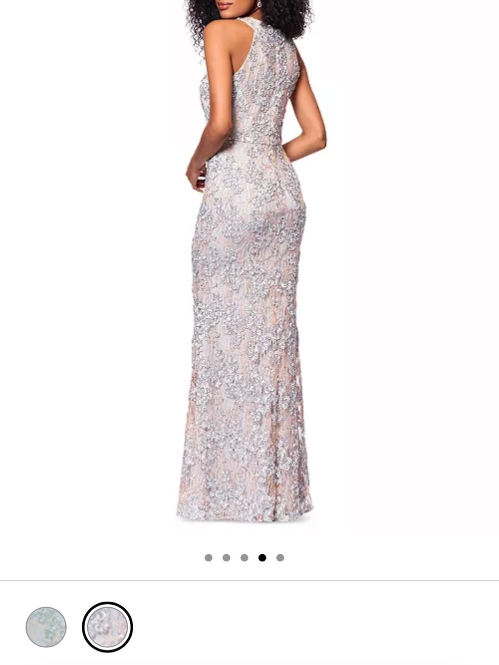 Xscape Gold Silver Halter Beaded Evening Gown - Picture 2 of 4